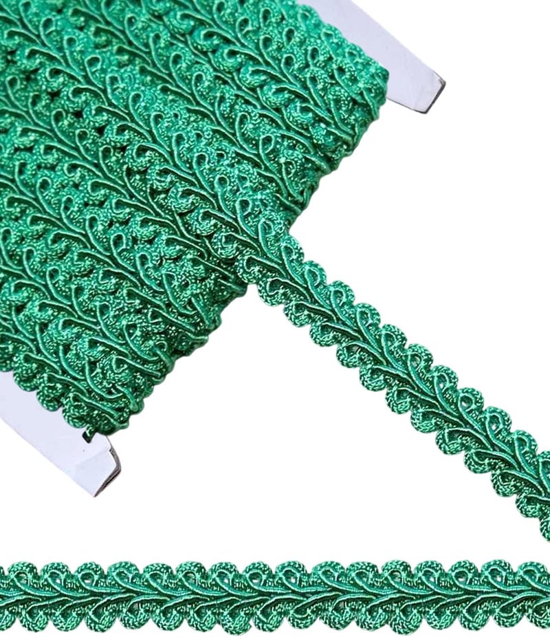 MSCFTFB 14 Yards Gimp Braid Trim,1/2 inch Gift Wrap Ribbon, Woven Fabric Lace Trim for Upholstery Costume Curtain,Lamp,Jewelry,Decorative Embellishment for Sewing Craft (Green) - Image 1
